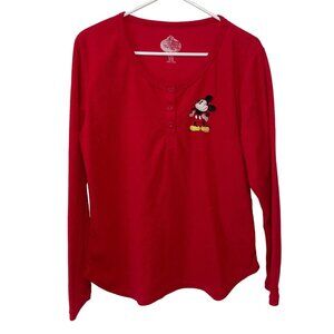 Disney Womens Red Long Sleeve Mickey Mouse Sleep Shirt XL